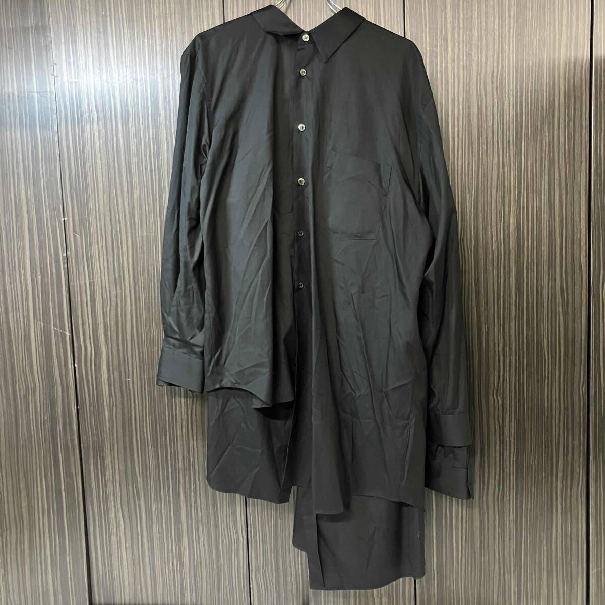 25AW COMME des GARCONS 長袖シャツ ブラウス バックベルト2WAYブロードシャツ Lサイズ ブラック GP-B013 コムデギャルソン