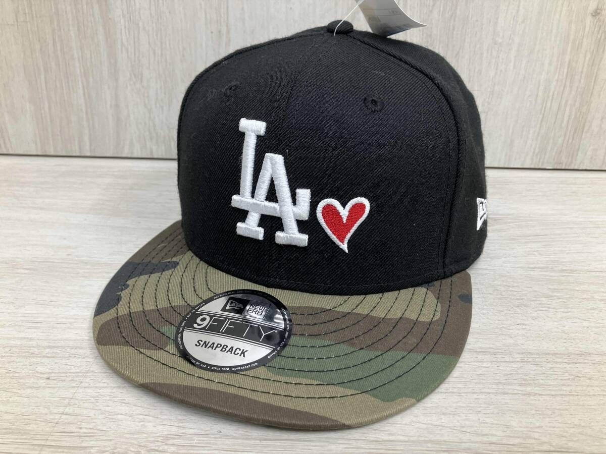 NEWERA LAロゴ キャップ ブラック×迷彩 帽子