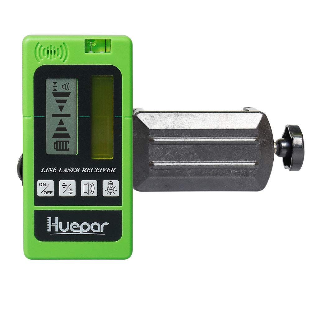 R★Huepar レーザー墨出し器専用 受光器 レーザーレシーバー 【huepar赤色緑色レーザーだけ対応】 精度調節 音量調節可能 両面LCDディスプレー バックライト ホルダー付き 測量用品 LR-5RG【デューティ比5:5で使用可能】 479a2096