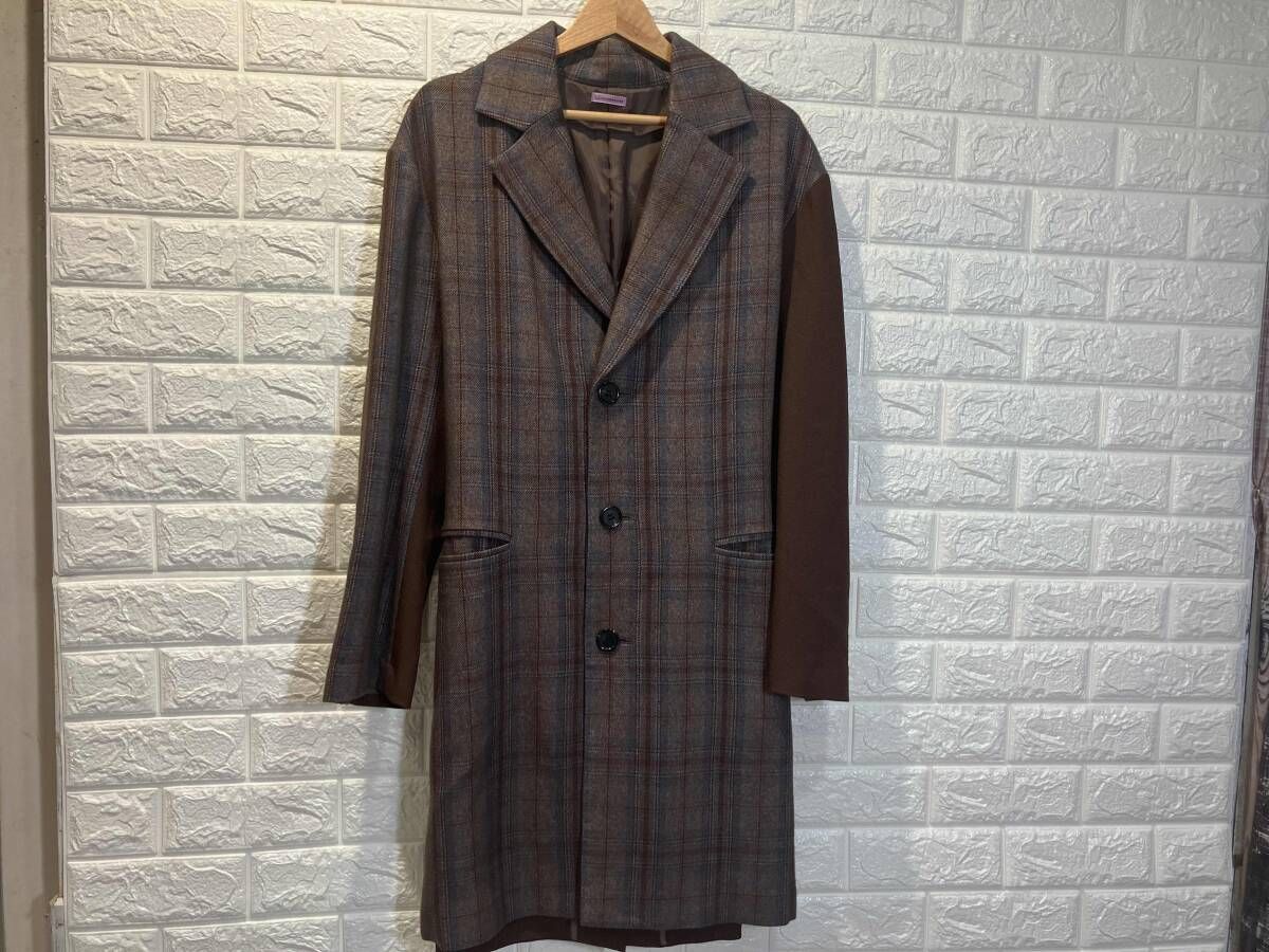 SueUNDERCOVERスーアンダーカバー ウールコート SUY1302 チェック切り替えコート ジャケットコート サイズ2 カラーブラウンチェック