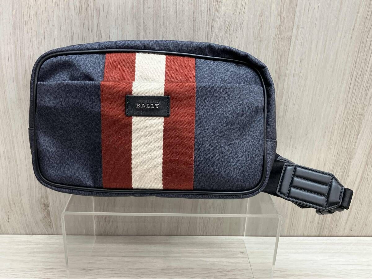 BALLY バリー ナイロン ボディバッグ ネイビー×レッド×ベージュ