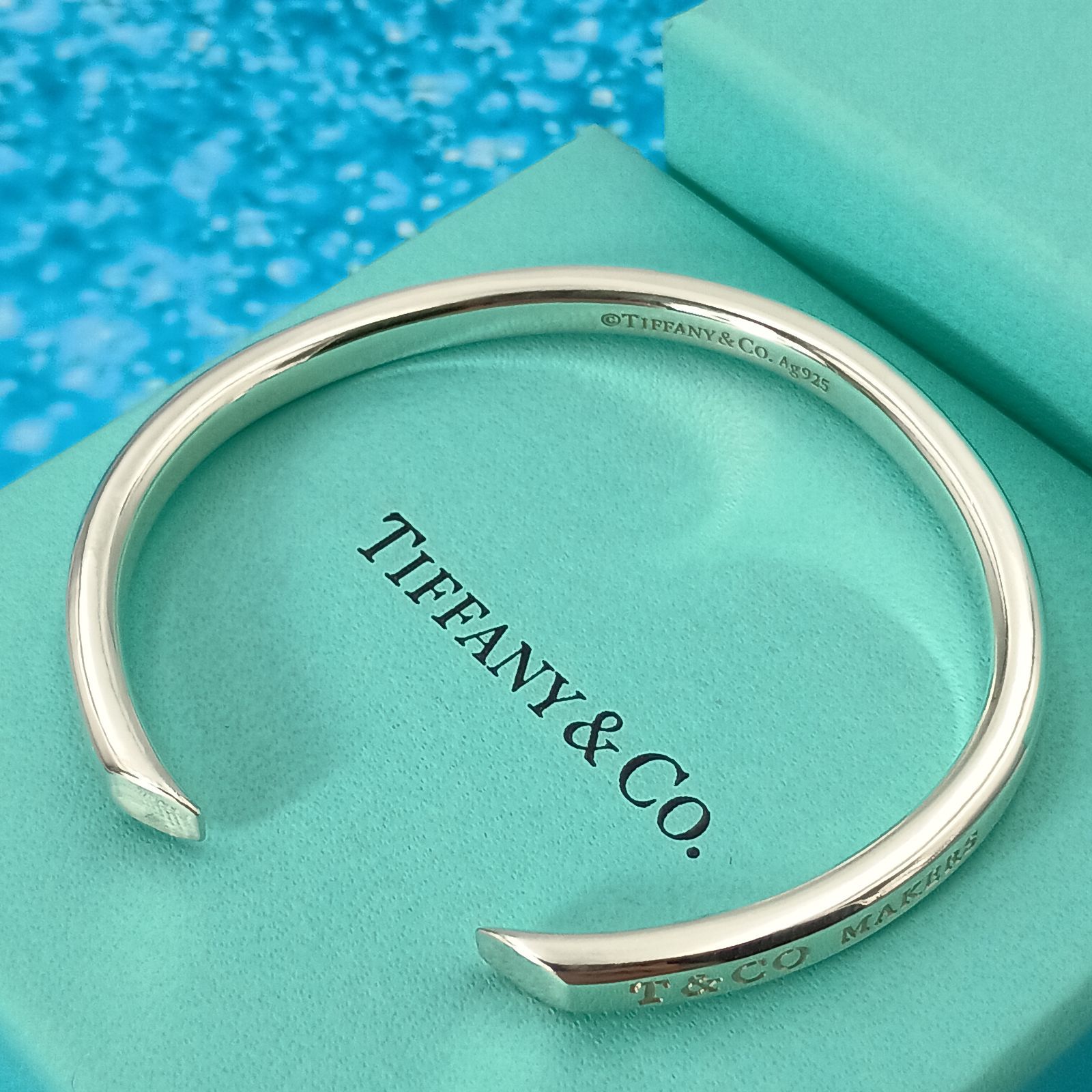 TIFFANY&Co.　 ティファニー メイカーズ　ナロー　バングル　カフ　1837　レディース　シルバー925 AG925 　箱　保存袋　重量24.8g