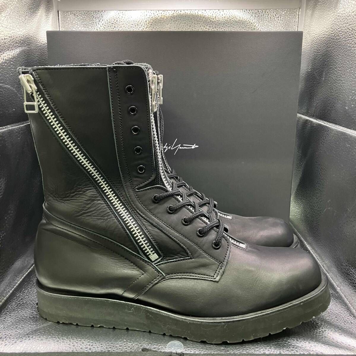22AW YOHJI YAMAMOTO POUR HOMME 3ジッパーミリタリーブーツ サイズ5 ヨウジヤマモト HE-E07-761