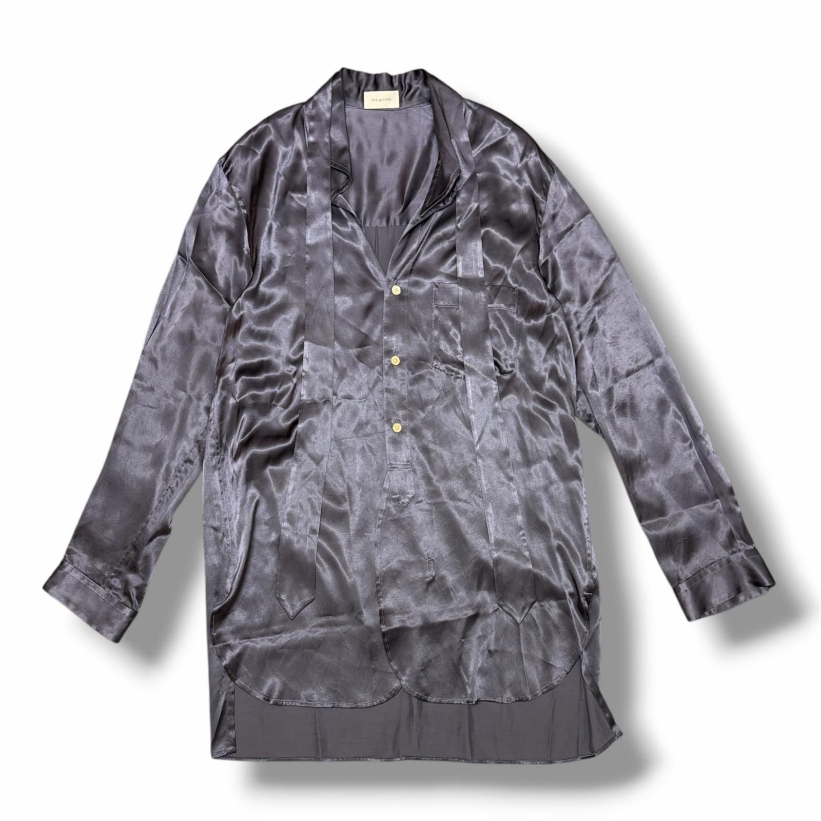 参考上代60500円 BED J.W. FORD 24AW Tie Collar Shirts タイカラーシャツ ベッドフォード 24AW-B-BL10 ネイビー 0 （18807M）