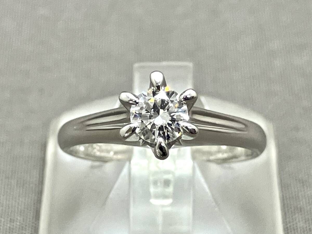 鑑別書付き Pt900 約12号 天然ダイヤモンド 0.340ct 約5.1g リング 指輪