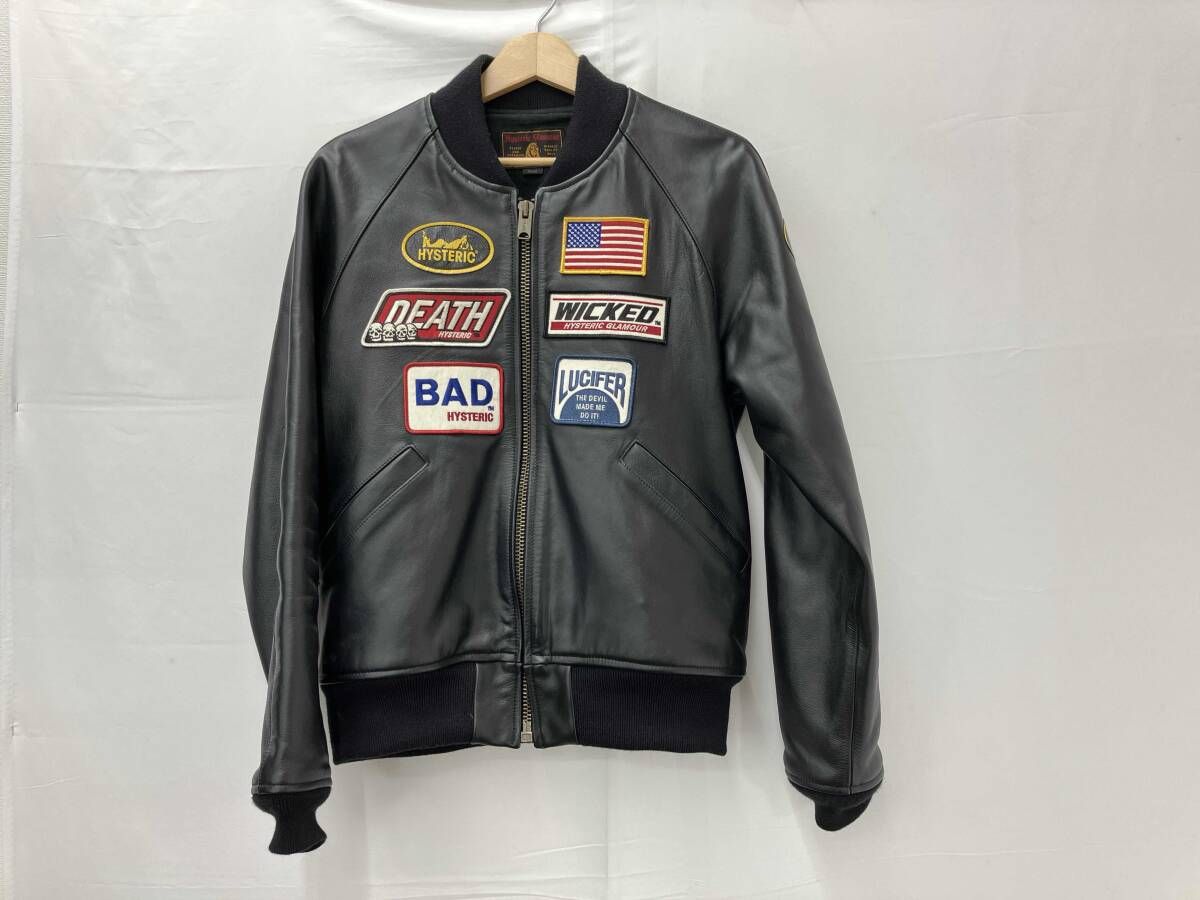HYSTERIC GLAMOUR ヒステリックグラマー キップレザー レーシングジャケット シングルライダース サイズS Small メンズ ブラック系