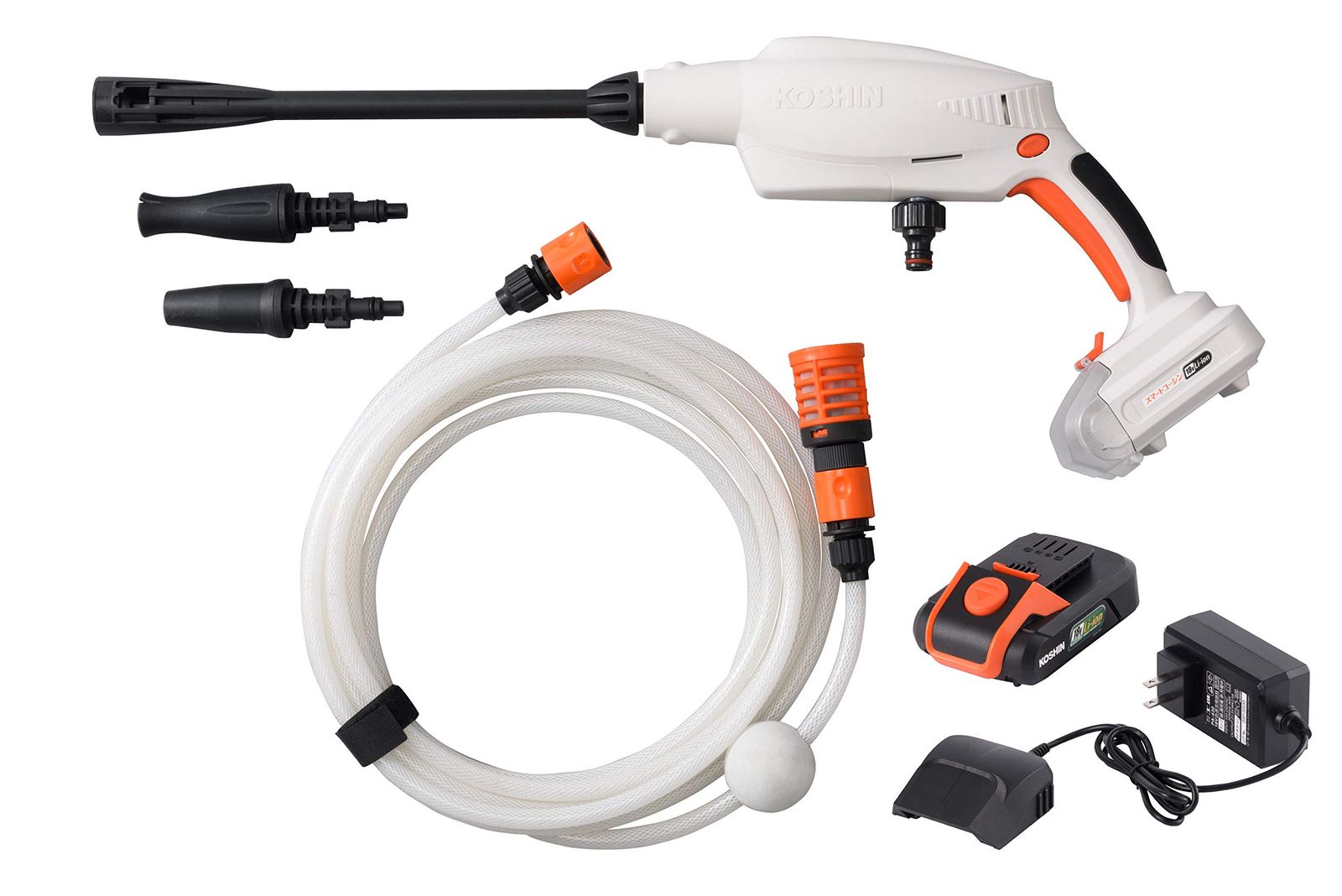 ★新品★工進(KOSHIN) 18V 2.0Ah 充電式 洗浄機 ガンタイプ SJC-1820 バッテリー・充電器付 コードレス ショートガン 軽量 コンパクト 自吸 水道直結 洗車 ベランダ 清掃 ホワイト、ブラック c5882754