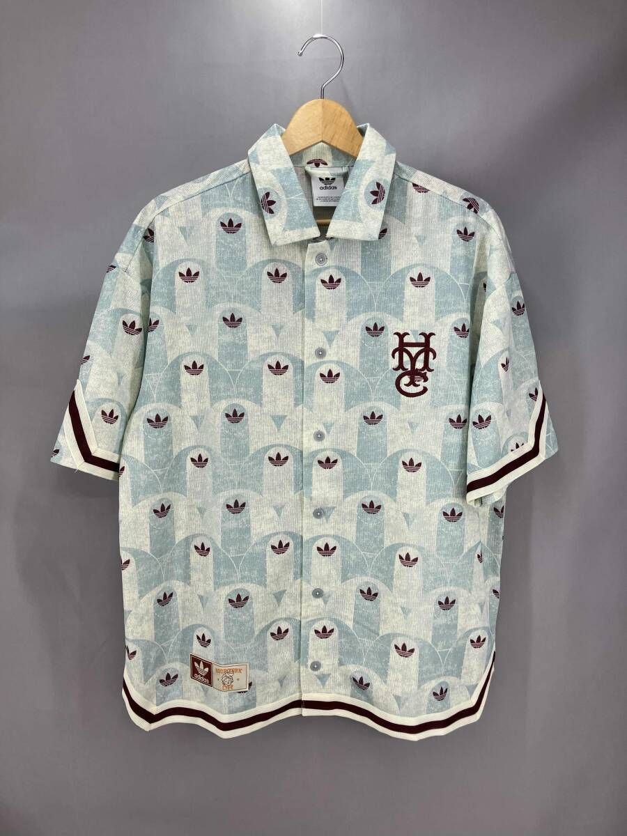 ★ 美品 タグ付き adidas アディダス 半袖シャツ JC5974 サイズM 総柄 グリーン系 夏