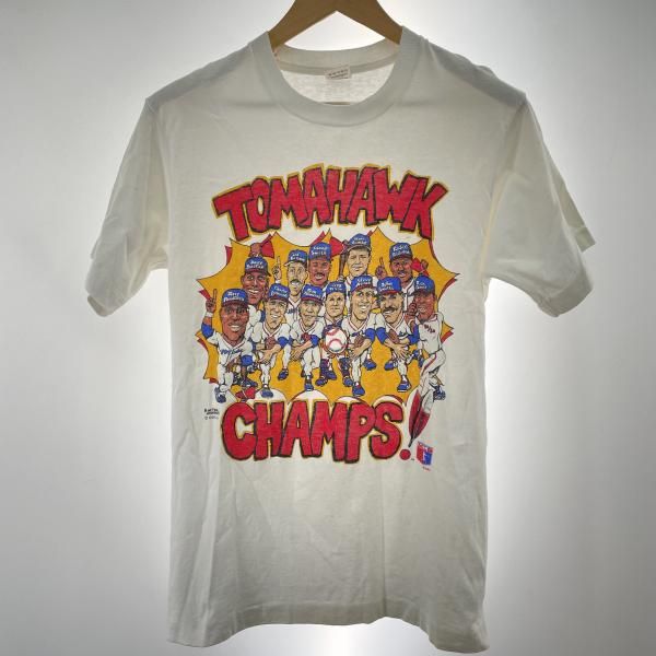 【中古】90s FRUIT OF THE LOOM 野球選手 半袖Tee サイズM 白 フルーツオブザルーム[91]