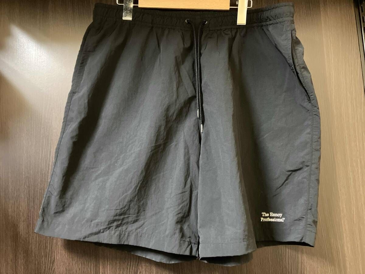 The Ennoy Professional エンノイ プロフェッショナル22SS Nylon Shorts ナイロンショーツ ロゴ刺繍ショーツ　サイズXL カラーブラック