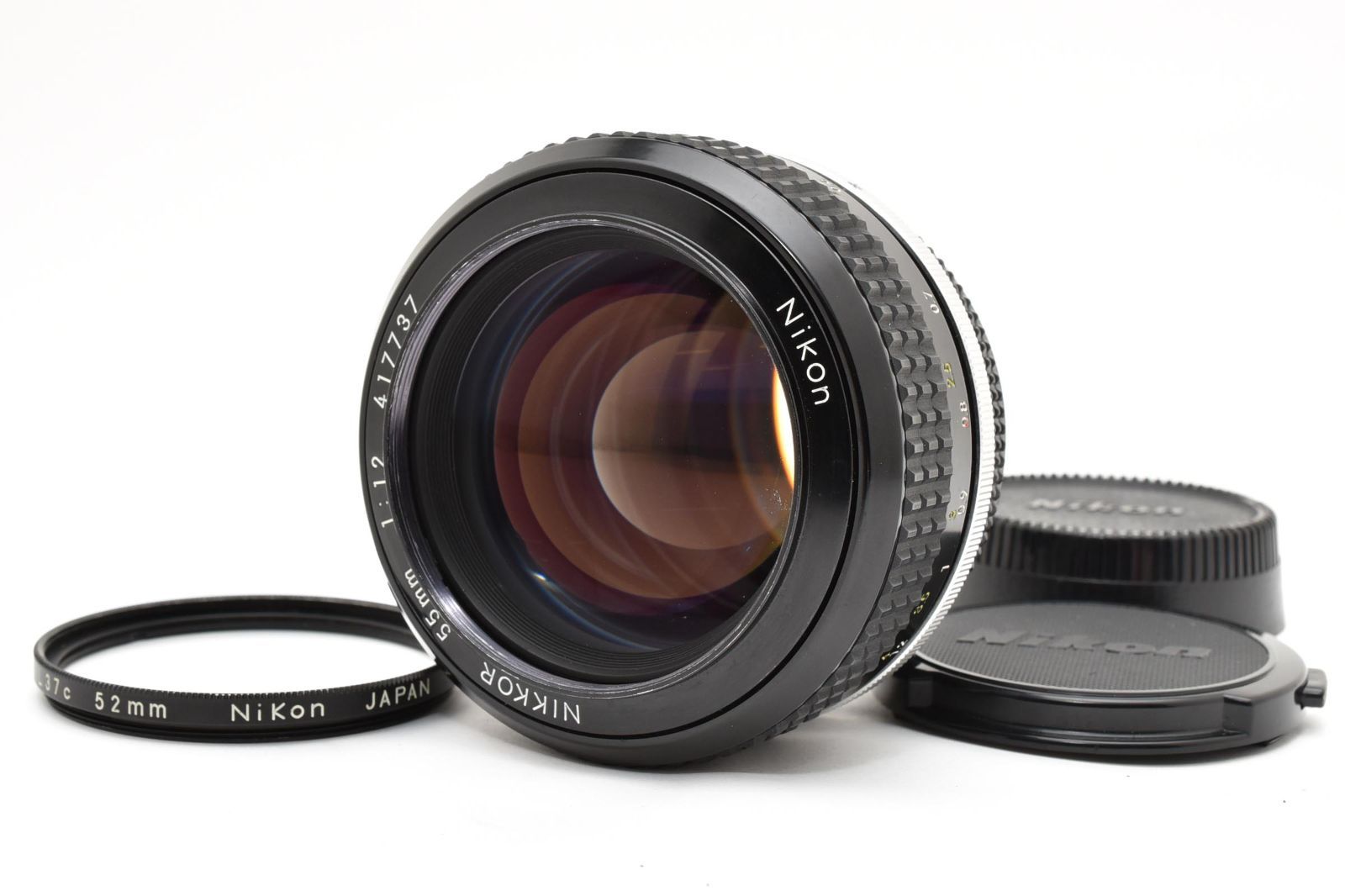 ■ 特上美品 ■ ニコン　Nikon Ai NIKKOR 55mm 1:1.2 《動作確認済・前後レンズキャップ・フィルター付》 単焦点 広角レンズ #A1370
