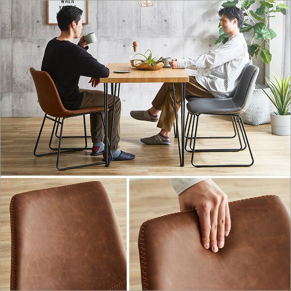 種類7：WA/レッドブラウン 4人用 ダイニングテーブルセット カフェ風ダイニングテーブル 5点セット ダイニング5点セット ダイニングセット 4人掛け 4人用テーブル レザー ダイニングチェア4脚セット テーブル幅110cm 奥行69cm 高さ73cm チェ