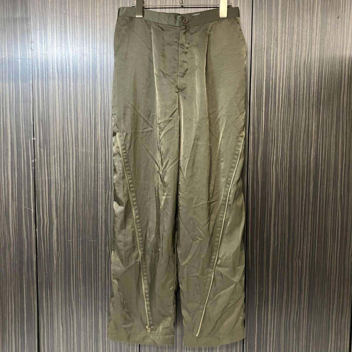 80s ISSEY MIYAKE パンツ パラシュートパンツ サイズL カーキ JG44689 イッセイミヤケ