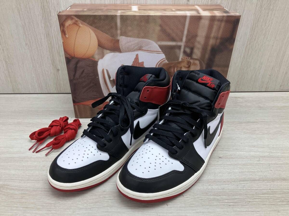 NIKE/ナイキ DZ5485-106 AIR JORDAN 1 RETRO HIGH OG ”Black Toe Reimagined” スニーカー ハイカット 左足内側メッセージ入 27cm 替紐有