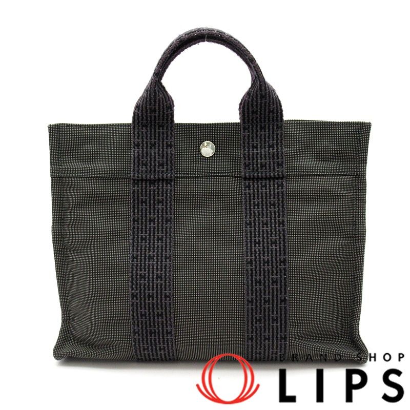 エルメス エールライントートPM キャンバス レディース トートバッグ グレー 美品 【中古】