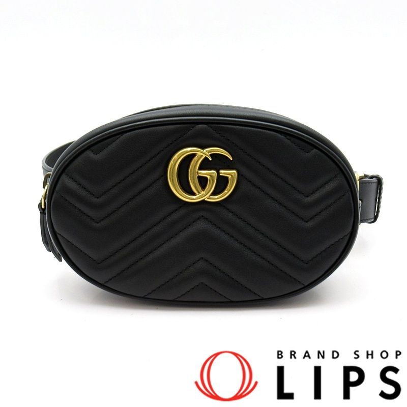 【美品】GUCCI グッチ マーモント ブラック ウエスト ボディバッグ バッグ グッチ GGマーモント ウエストポーチ ボディバッグ レザー レディース
