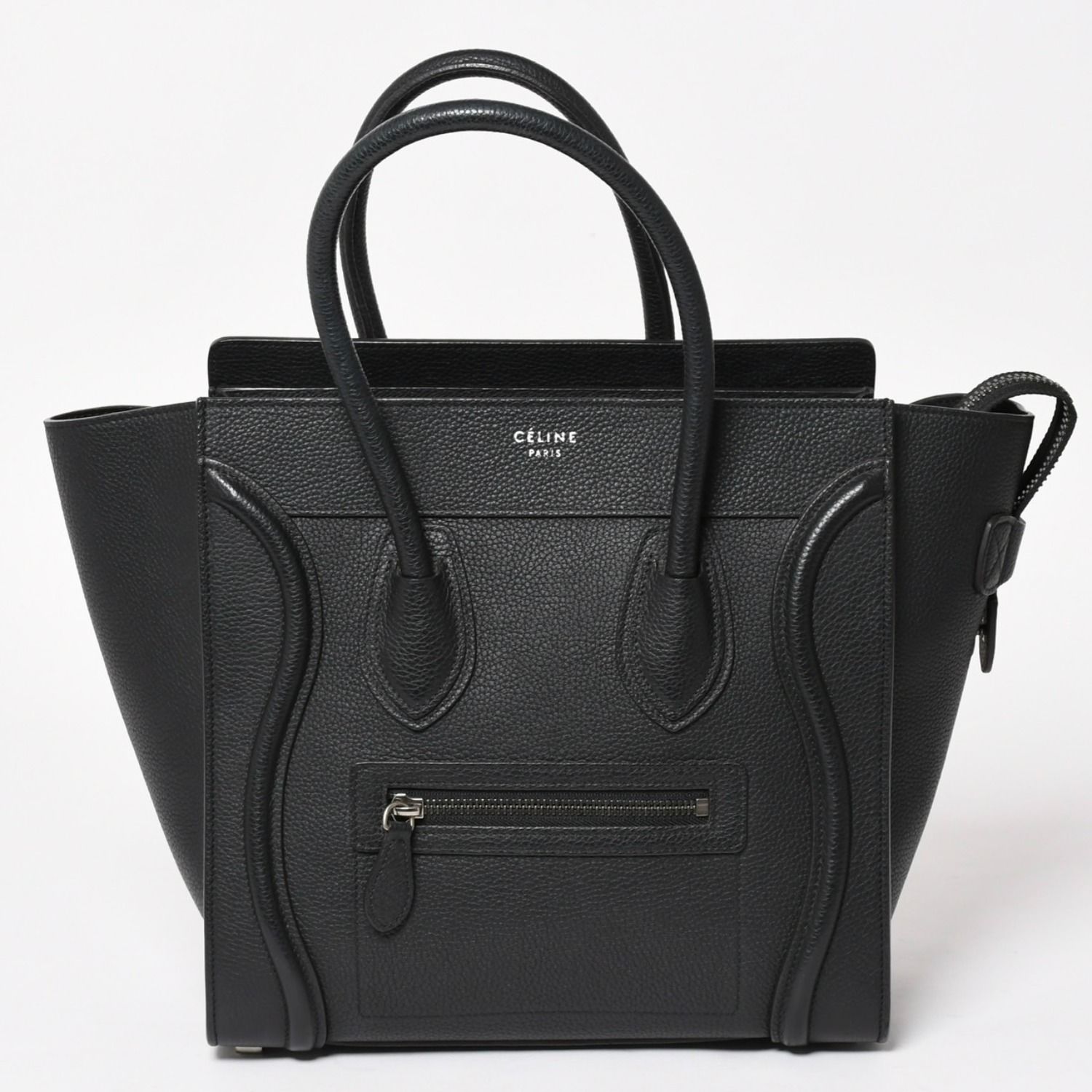 未使用級✨希少 セリーヌ タイバッグ ハンドバッグ フィービー期 カーフレザー黒 極美品 CELINE セリーヌ ラゲージマイクロショッパー ショルダーバッグ