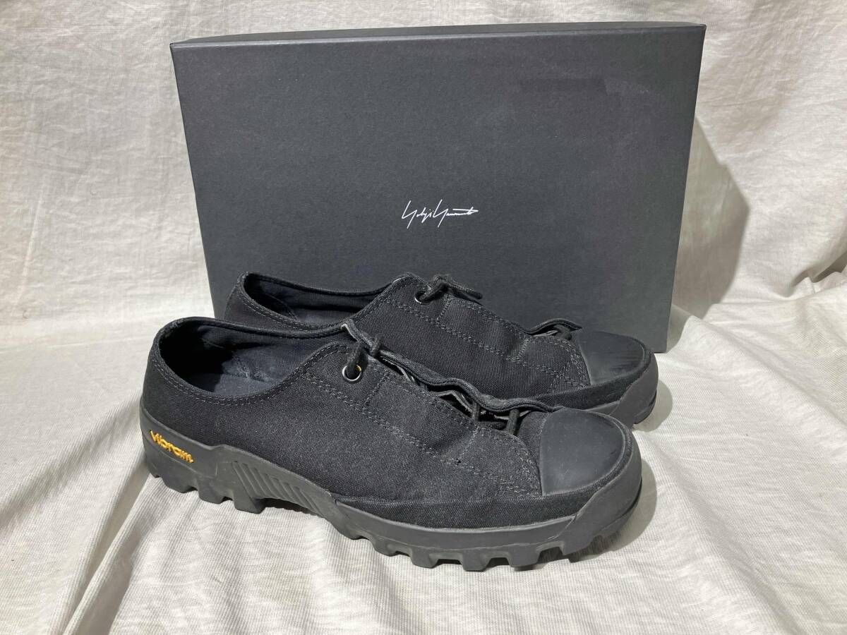 24SS YOHJI YAMAMOTO POUR HOMME スニーカー Cambus Fly Front Low Cut Shoes HS-E03-063-1-04サイズ4 ブラック 袋付き 箱付き