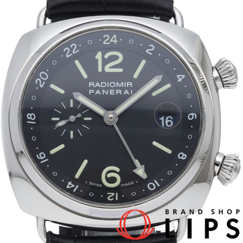 パネライ ラジオミールGMT PAM00184 箱 SS/革 メンズ時計 ブラック 仕上げ済 美品 【中古】