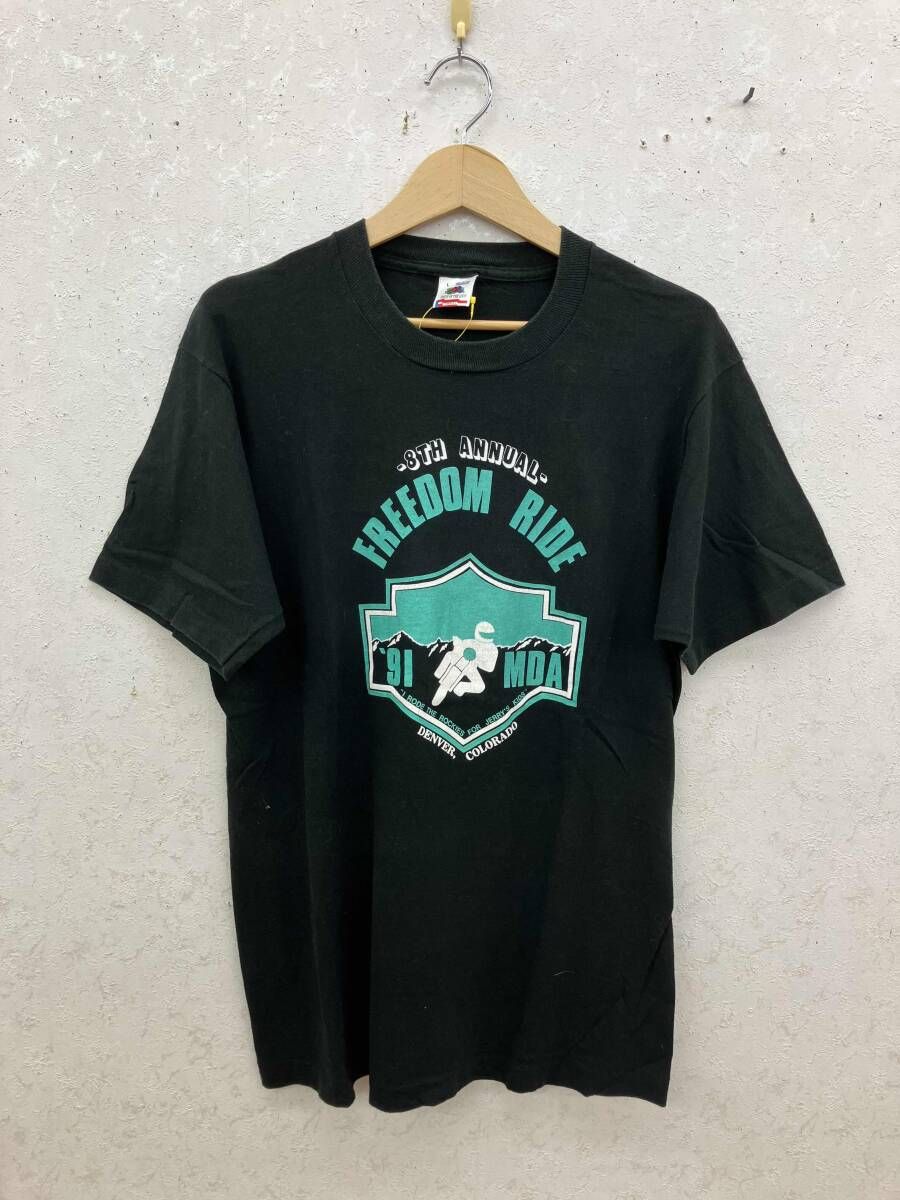FRUIT OF THE LOOM 半袖Tシャツ HARLEY DAVIDSON USA製 FREEDOM RIDE ブラック