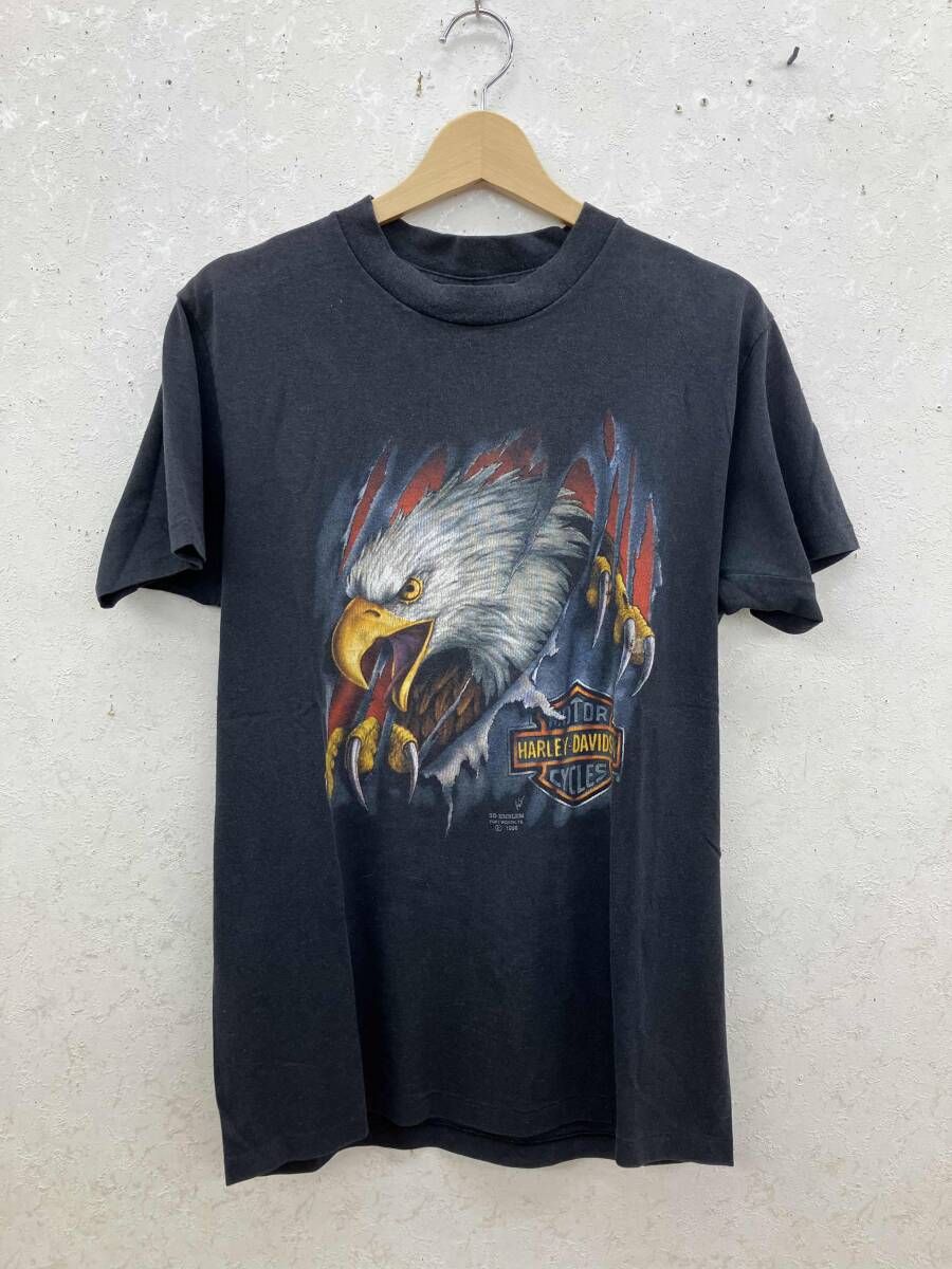 HARLEY DAVIDSON 半袖Tシャツ 3D EMBREM イーグル USA製 90s ブラック