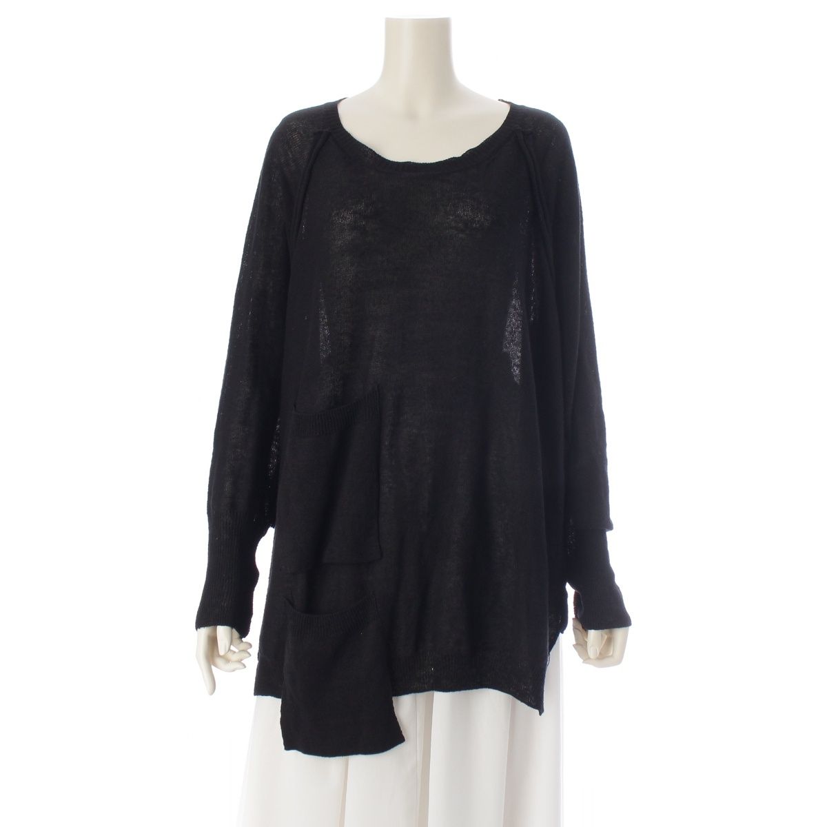 ラグネキカスフォーヨウジヤマモト RAGNEKIKAS for Yohji Yamamoto リネン シルク ポケット ニット NH-K30-381 ブラック 2【中古】