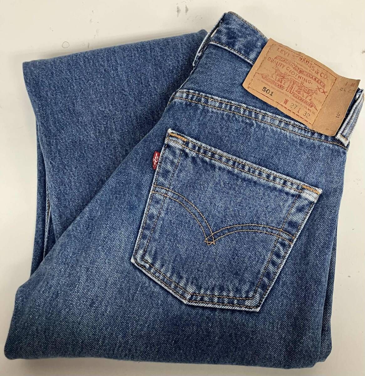 LEVI’S 501 リーバイス 501 希少97年製デニムパンツ W27 L32 ボタン裏544 米国製 マッカレン工場 バイウエスト レディース 夏