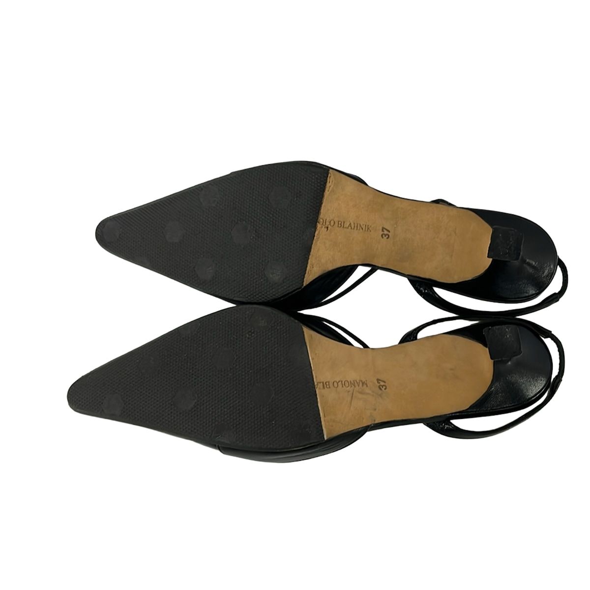 ほぼ未使用 MANOLO BLAHNIK PACLESSA サンダル 黒 37 MANOLO BLAHNIK(マノロブラニク) サンダル 37 レディース - 黒 アウト