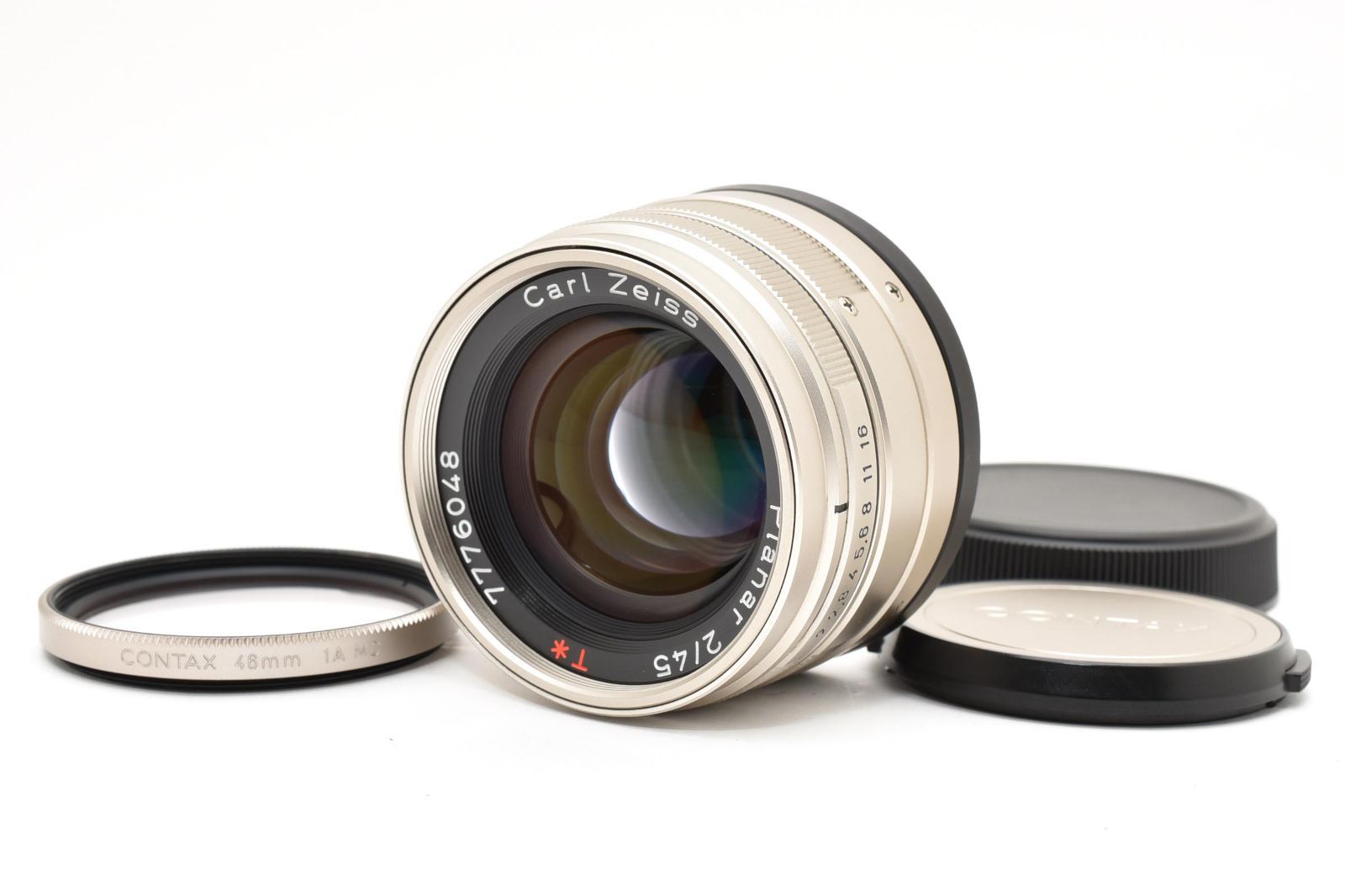 ■ ほぼ新品 ■ コンタックス　CONTAX Carl Zeiss Planar T* 45mm F2 G 《動作確認済・前後キャップ・フィルター付》 レンズ #A1375