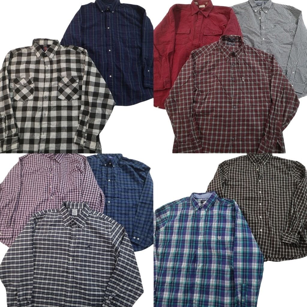 古着卸 まとめ売り ブランド 長袖シャツ 10枚セット ( メンズ 2XL ) ディッキーズ ブルックスブラザーズ エルエルビーン 中古 古着 NF3727