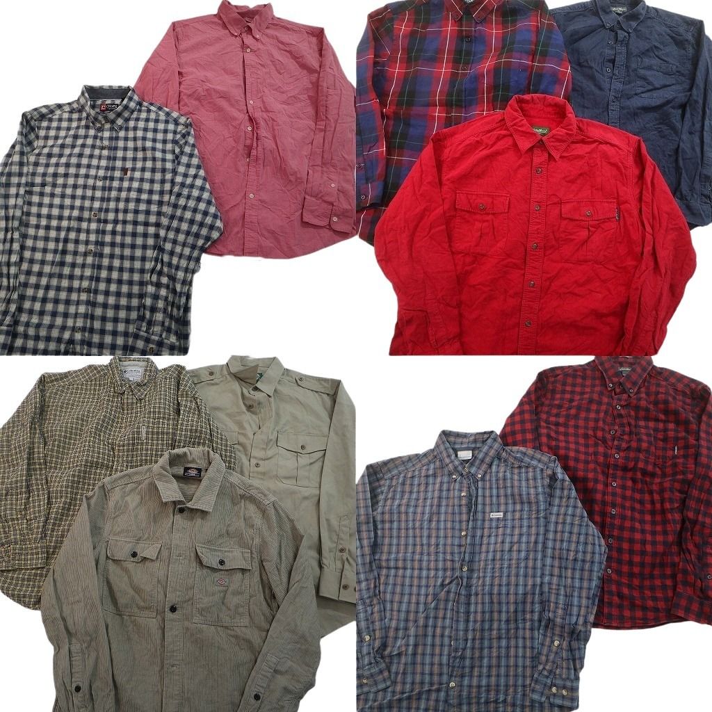 古着卸 まとめ売り ブランド 長袖シャツ 10枚セット ( メンズ L ) ディッキーズ コロンビア カベラス チャップス 中古 古着 NF3732