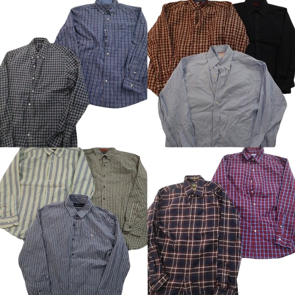 古着卸 まとめ売り ブランド 長袖シャツ 10枚セット ( メンズ M ) カベラス トミー フラッグタグ J.CREW ブルックスブラザーズ 中古 NF3735