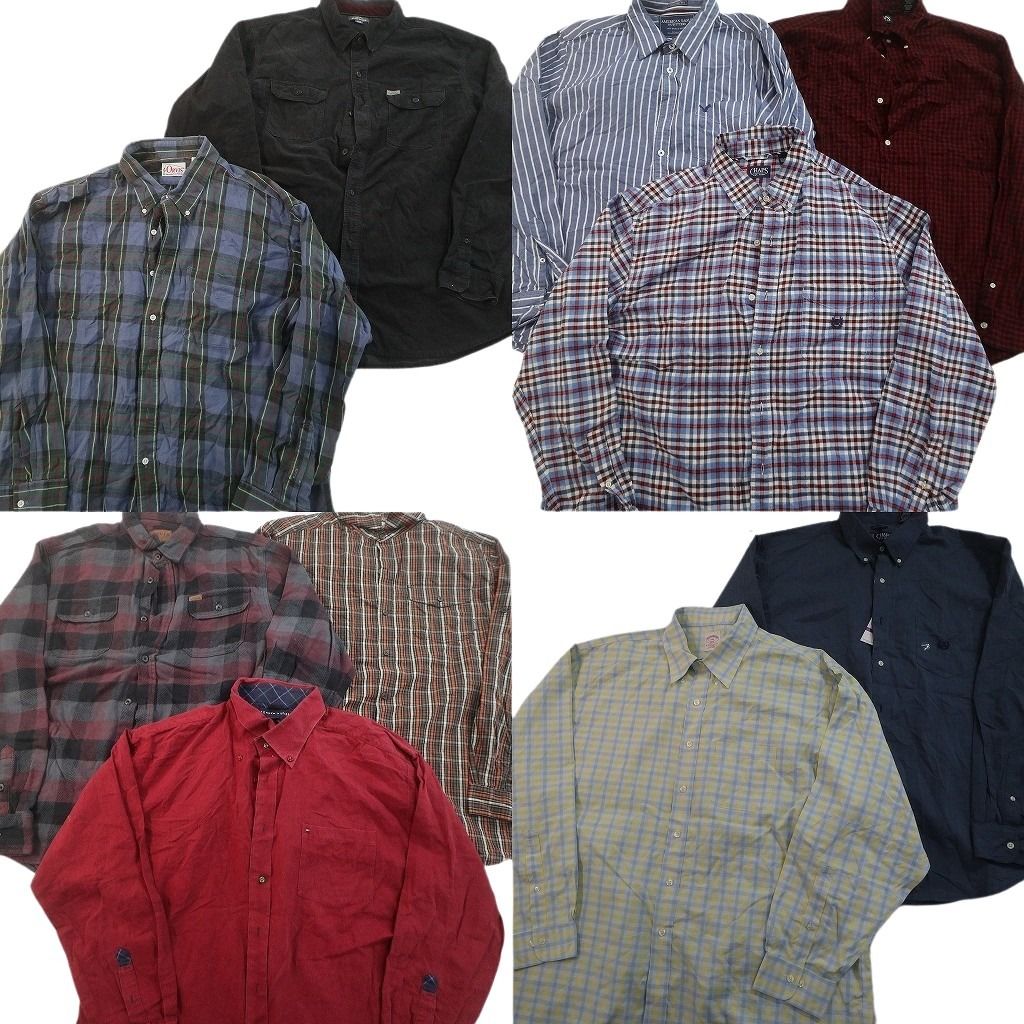 古着卸 まとめ売り ブランドMIX 長袖シャツ 10枚セット ( メンズ 2XL ) ブルックス オービス トミーヒルフィガー 中古 古着 NF3740