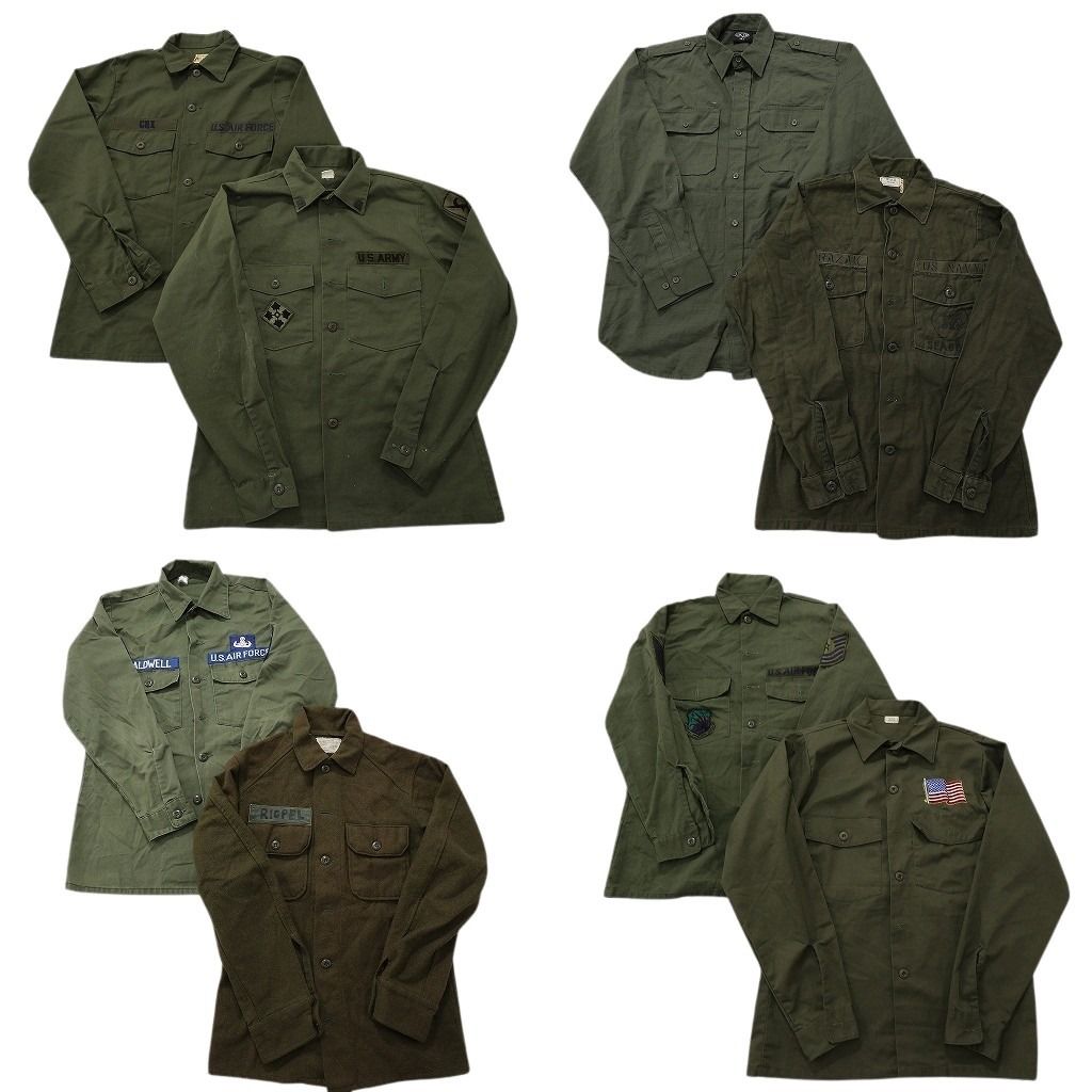 古着卸 まとめ売り ミリタリー シャツ 8枚セット ( メンズ S/M ) AIRFORCE ARMY オリーブ NAVY 中古 古着 NF3755