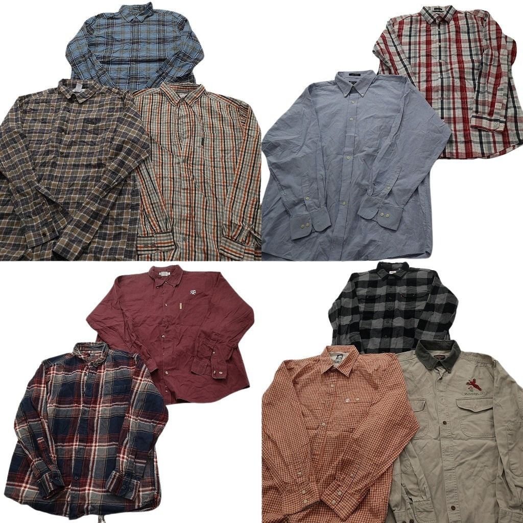 古着卸 まとめ売り ブランド 長袖シャツ 10枚セット ( メンズ XL ) ティンバーランド コロンビア バナナリパブリック 中古 古着 NF3762
