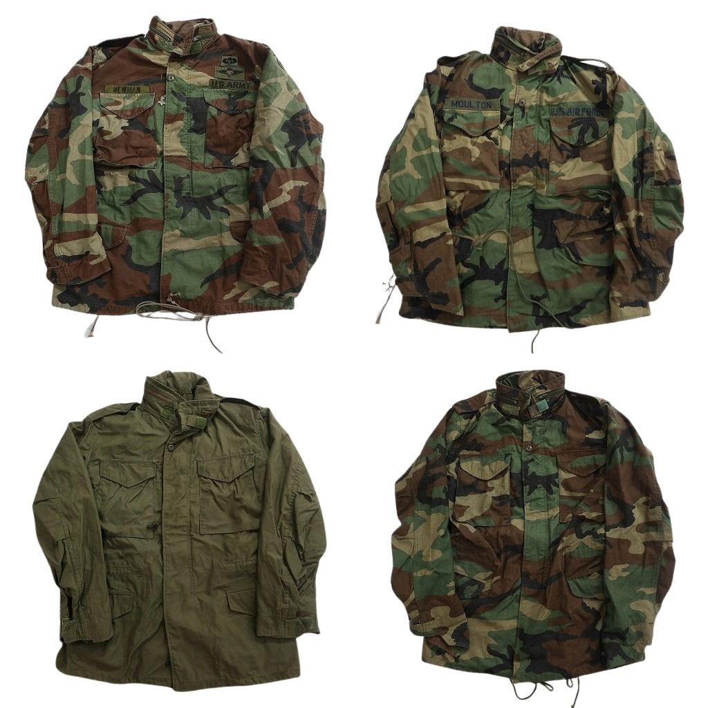 古着卸 まとめ売り ミリタリー M-65 ジャケット 4枚セット ( メンズ S ) ARMY ウッドランド オリーブ AIRFORCE 中古 古着 NF3793