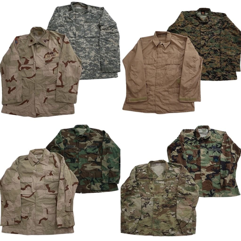 古着卸 まとめ売り ミリタリー フィールドジャケット 8枚セット ( メンズ L ) ARMY BDUジャケット デザートカモ 無地 中古 古着 NF3851