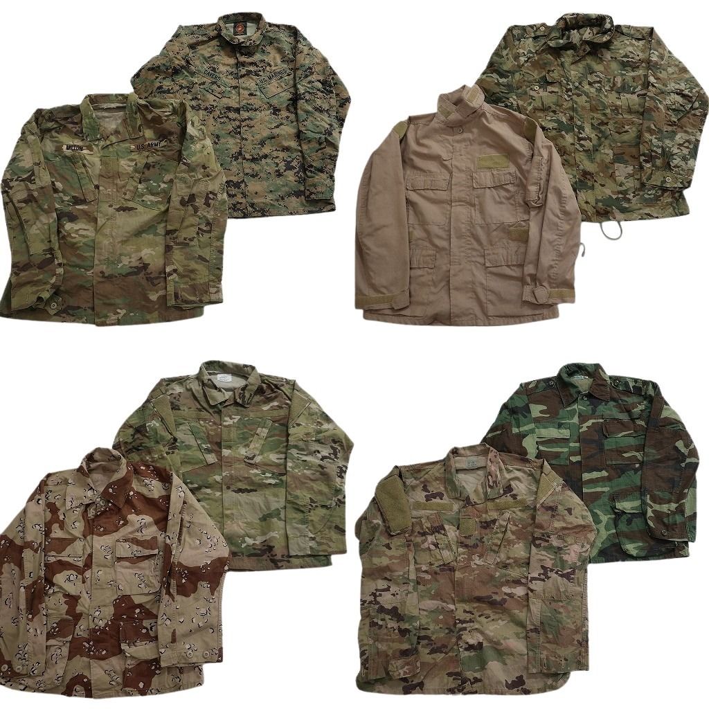 古着卸 まとめ売り ミリタリー フィールドジャケット 8枚セット ( メンズ M ) ARMY BDUジャケット デザートカモ マルチカム 中古 NF3852