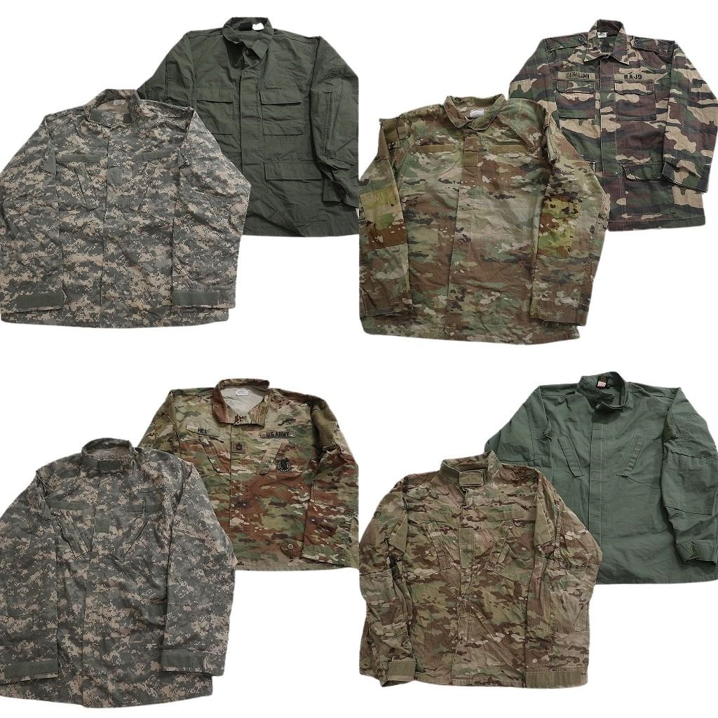 古着卸 まとめ売り ミリタリー フィールドジャケット 8枚セット ( メンズ XL ) ARMY BDUジャケット マルチカム 無地 オリーブ 中古 NF3855