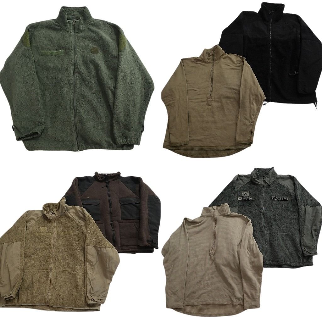 古着卸 まとめ売り ミリタリー フリース 7枚セット ( メンズ XL/2XL ) スタンドカラー ハーフジップ ブラック 中古 古着 NF3859