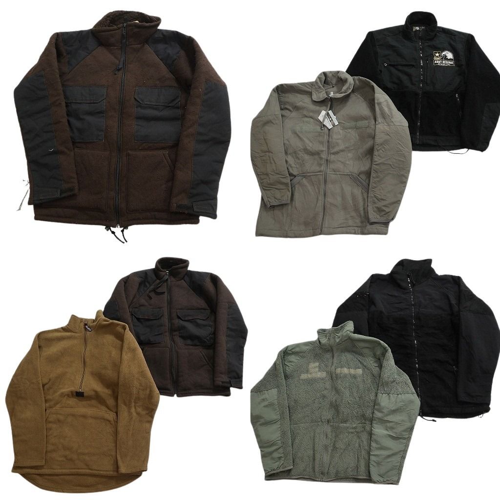 古着卸 まとめ売り ミリタリー フリース 7枚セット ( メンズ S/M/XL ) ハーフジップ ベージュ ブラウン デッドストック ARMY 中古 NF3860