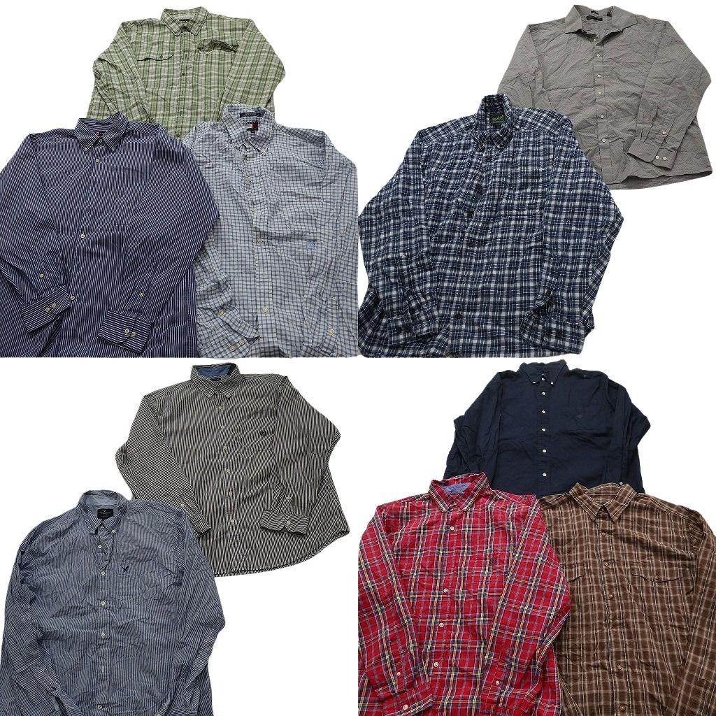 古着卸 まとめ売り ブランド 長袖シャツ 10枚セット ( メンズ XL ) トミー フラッグタグ オービス ウールリッチ 中古 古着 NF3874