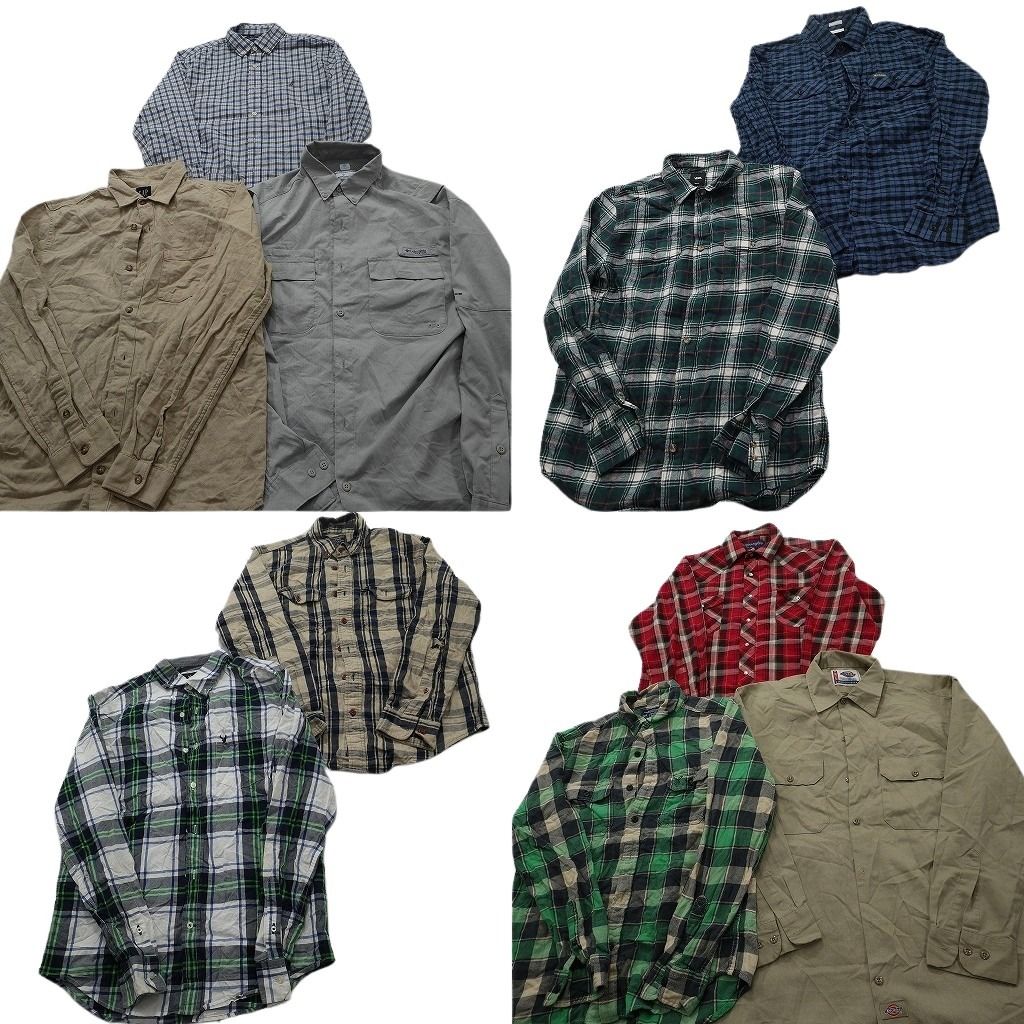 古着卸 まとめ売り ブランド 長袖シャツ 10枚セット ( メンズ M ) コロンビア ディッキーズ アバクロ GAP ノーティカ 中古 古着 NF3879