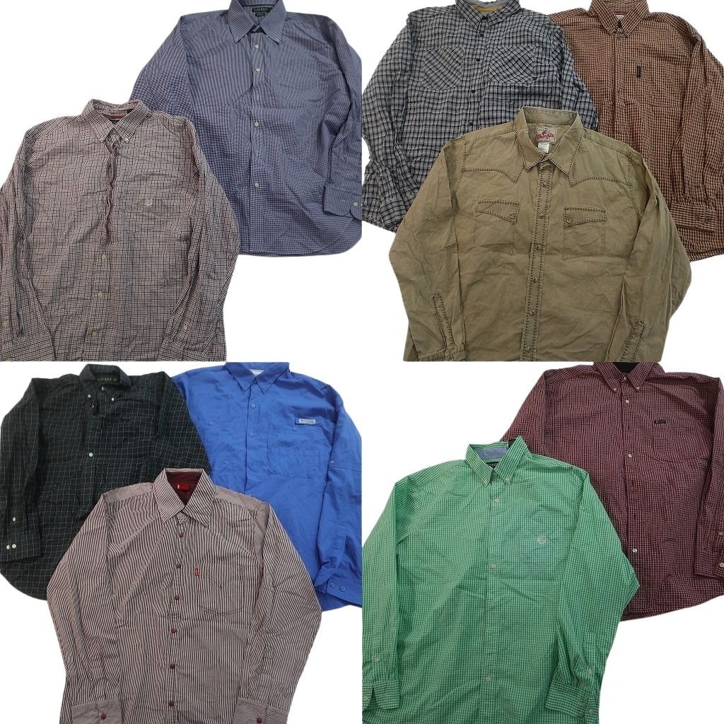 古着卸 まとめ売り ブランド 長袖シャツ 10枚セット ( メンズ XL ) コロンビア ローレン リーバイス チャップス 中古 古着 NF3885