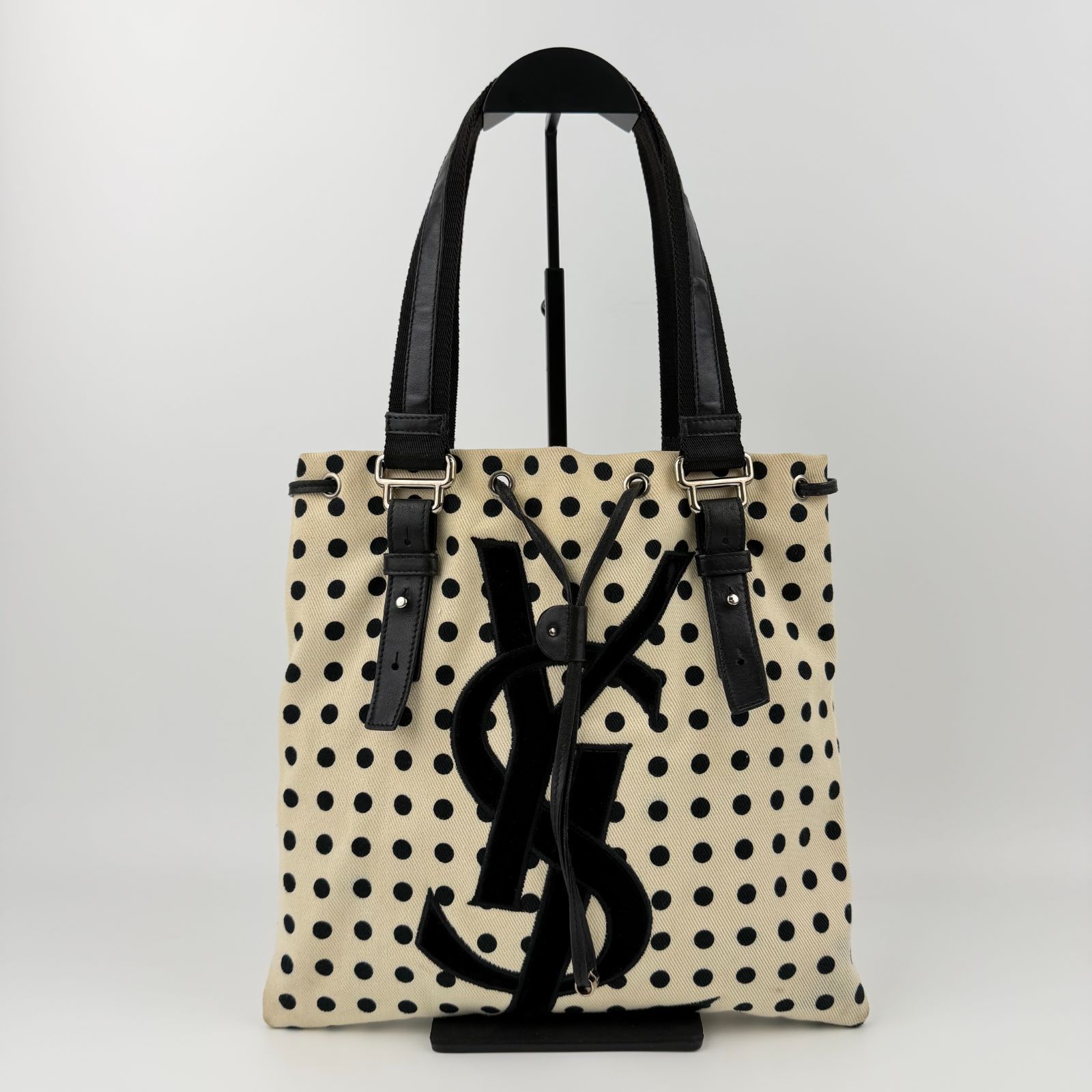 中古】Yves Saint Laurent イヴサンローラン カサンドラロゴ ドット柄