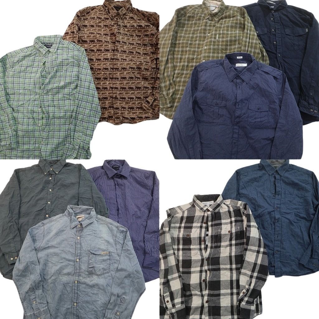 古着卸 まとめ売り ブランド 長袖シャツ 10枚セット ( メンズ L ) コロンビア カルバンクライン チャップス GAP 中古 古着 NF3898