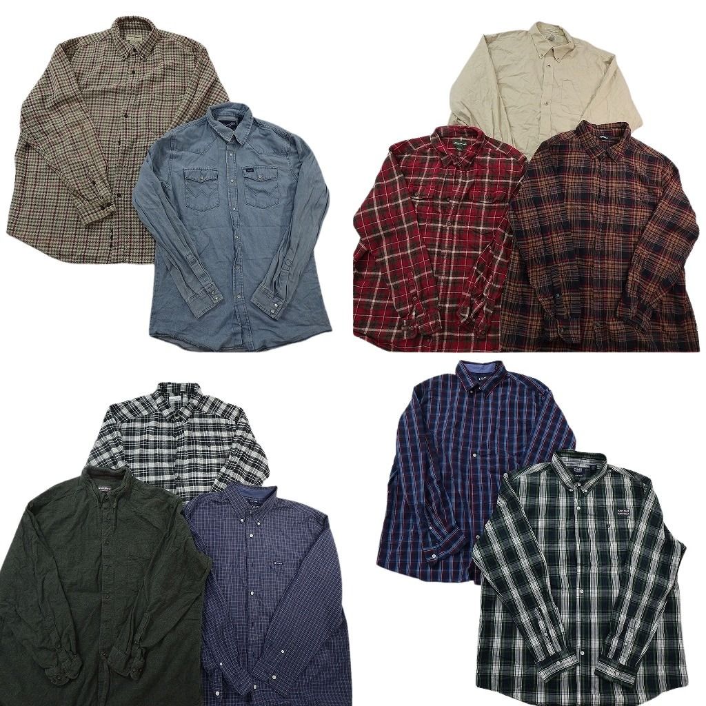 古着卸 まとめ売り ブランド 長袖シャツ 10枚セット ( メンズ 2XL ) コロンビア ウールリッチ エディーバウアー チャップス 中古 NF3923