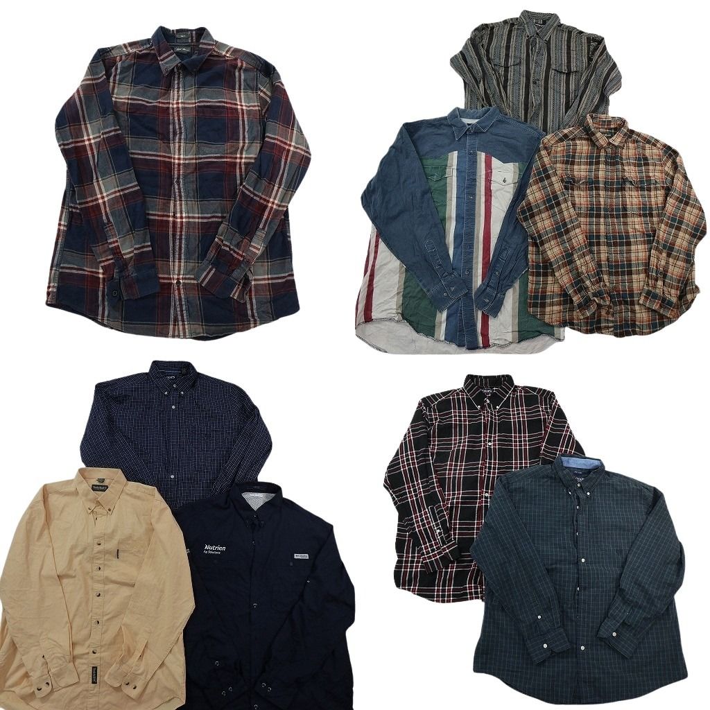 古着卸 まとめ売り ブランド 長袖シャツ 9枚セット ( メンズ XL ) コロンビア ティンバーランド ラングラー チャップス 中古 古着 NF3926