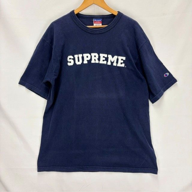 90s SUPREME x CHAMPION HEAVY WEIGHT コットンTシャツ サイズXL FADE 色落ち タグ劣化 08062505 01