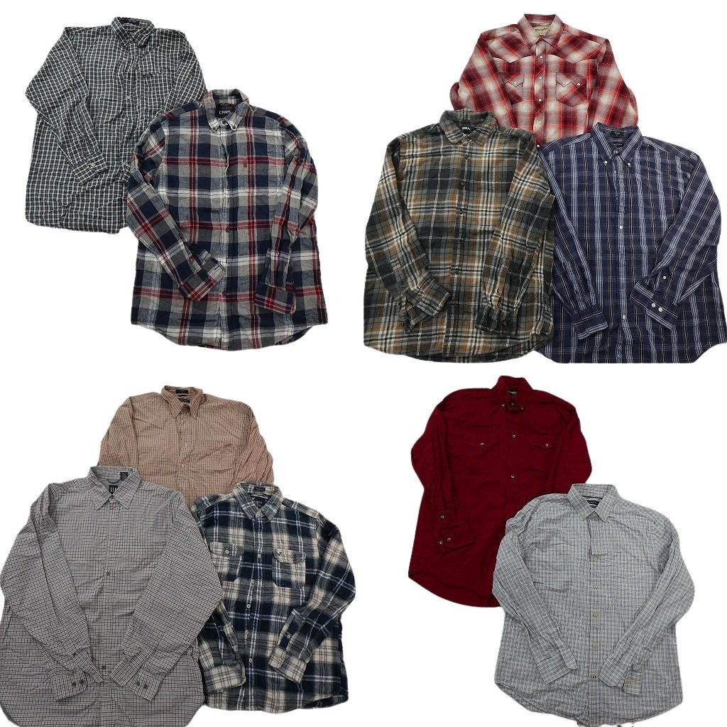 古着卸 まとめ売り ブランド 長袖シャツ 10枚セット ( メンズ L ) チャップス ノーティカ ラングラー GAP 中古 古着 NF3931